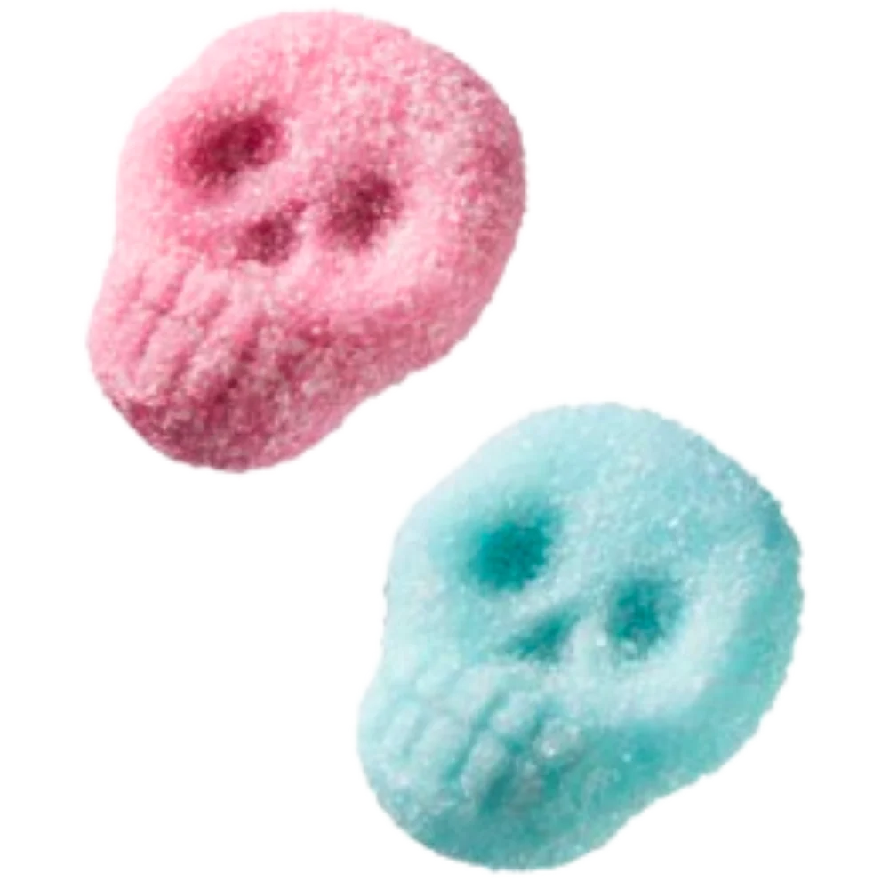 Mini Calaveras Foam Ácidas - SABOR CHICLE - "Rosas y Azules" | Formato Bolsa 2KG - Contiene 306 Unidades