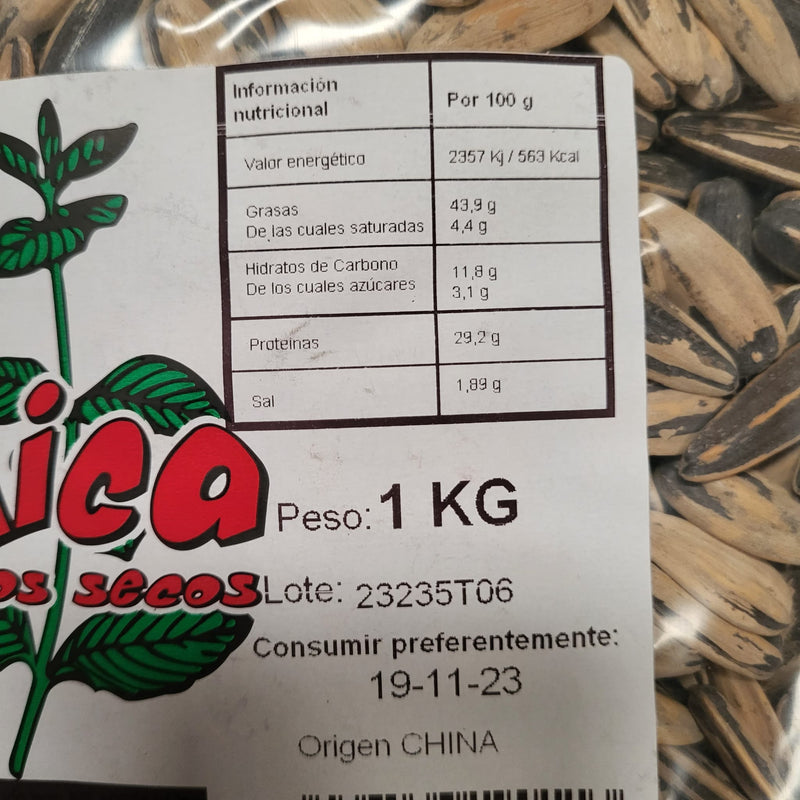 Pipas Girasol Tostadas - Sin Sal Añadida - Piponazo en Formato Bolsa 1KG