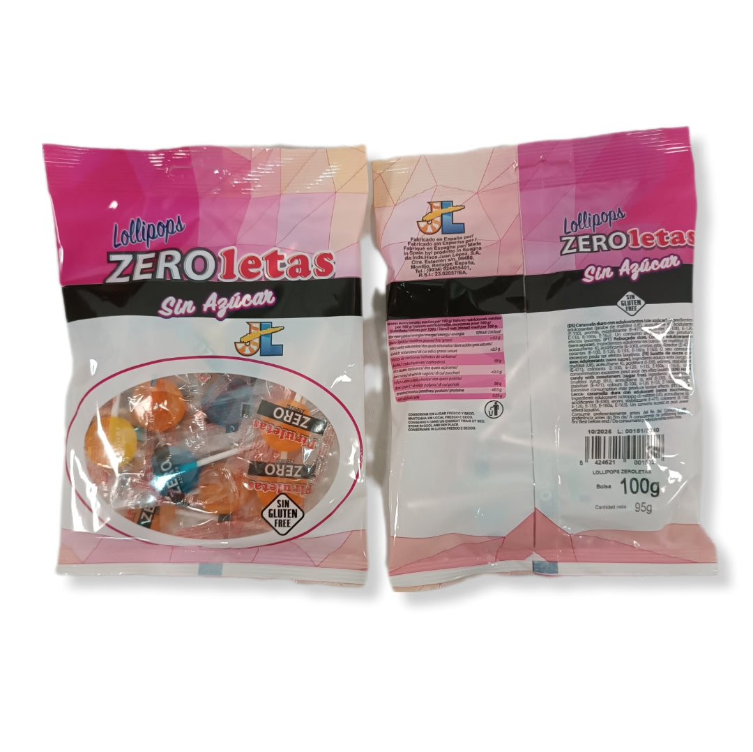 Piruletas SIN AZÚCAR de Colores Redondas 100g | Pack Contiene 12 Bolsas