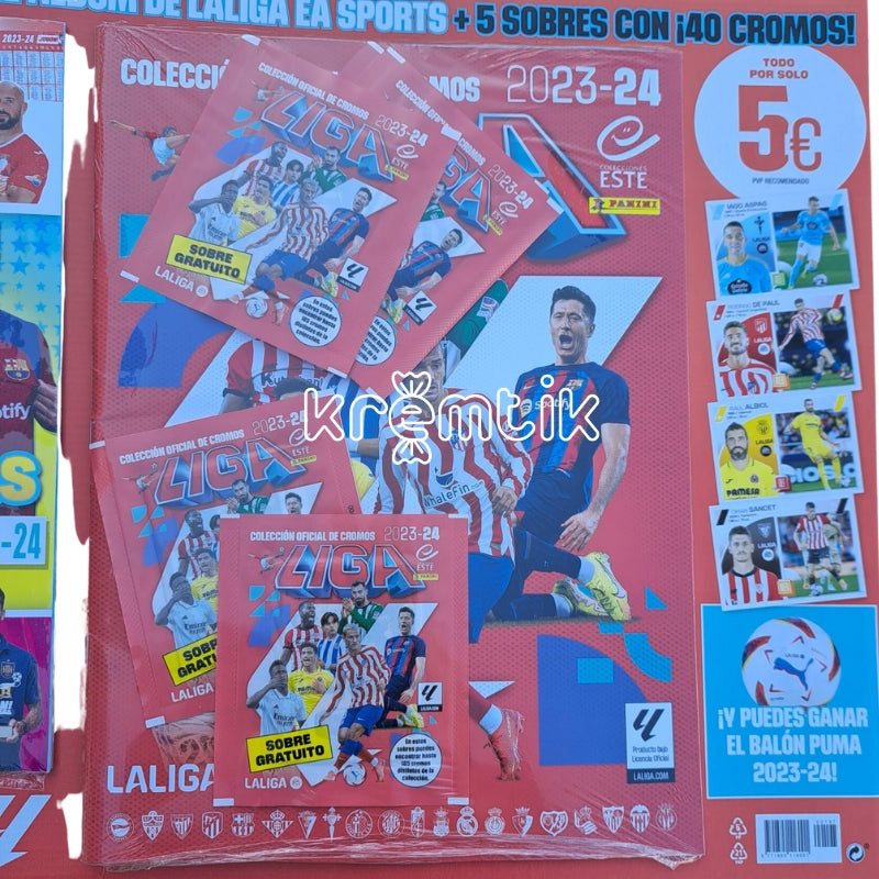 Album Liga 2023 2024 Panini - Pack con sobres coleccionables este (5  promocionales y 15 estándar) y caja para repetidas - 160 cartas y álbum  panini 