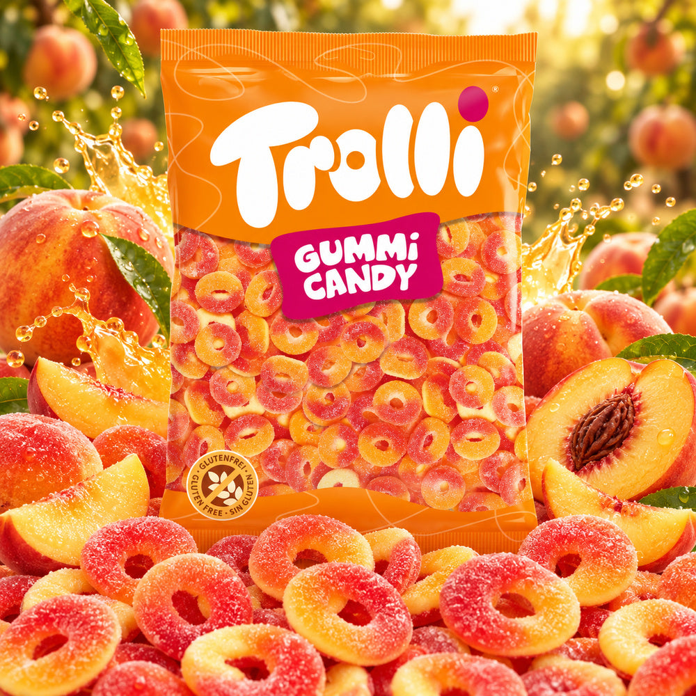 Aros Melocotón Trolli con temática de melocotón