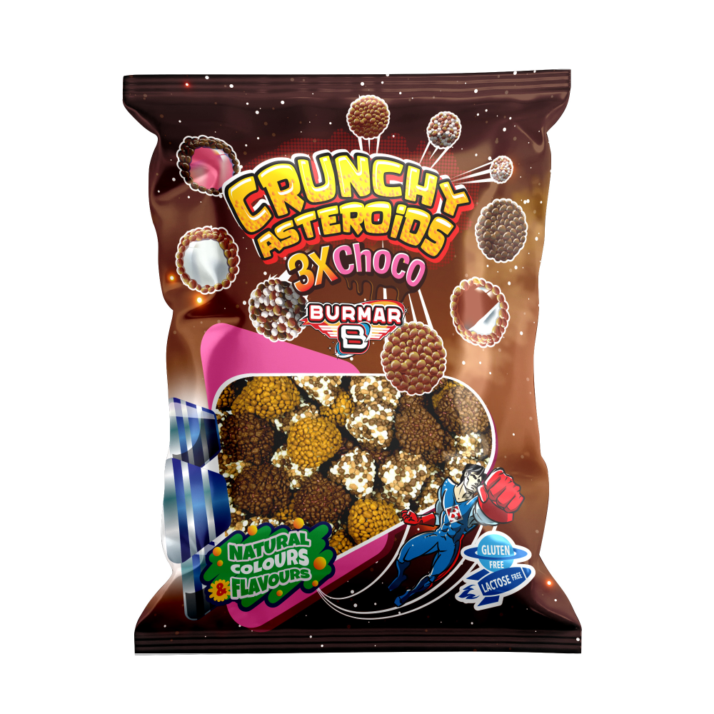 Asteroides Chocolates Crunchy x3 Burmar | Fragola, Bianco e Caramello - Formato 1KG