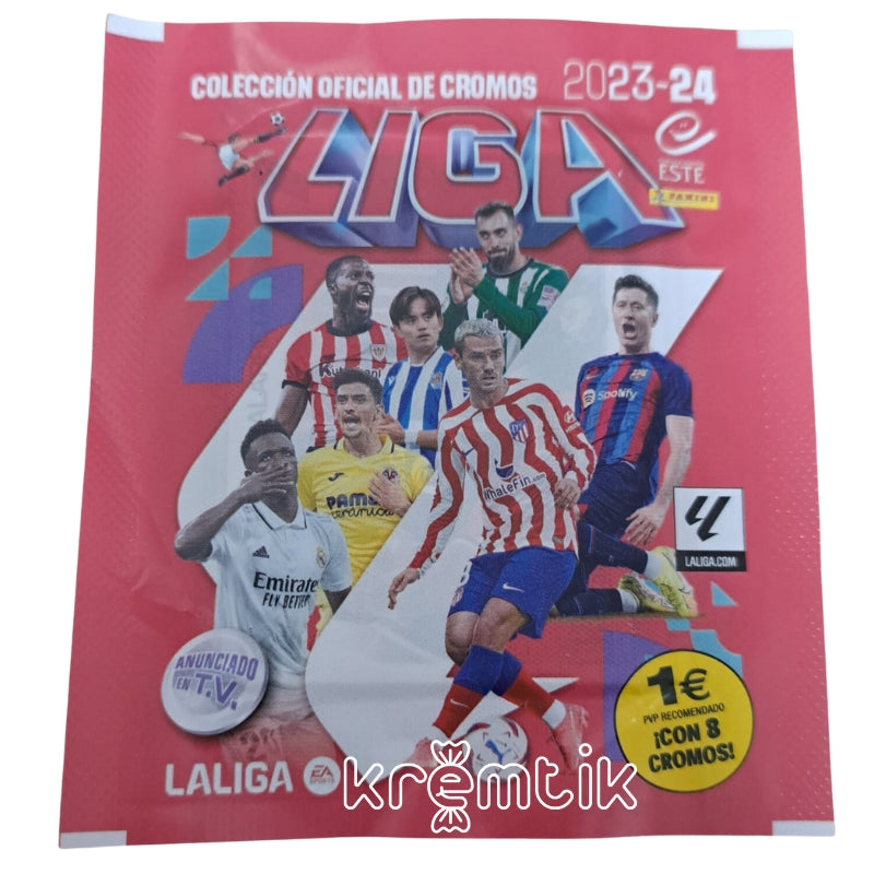 Panini Media Caja Cromos para album la liga 2023 2024 - Segunda Edición  Liga Este 23/24 - Sobres adhesivos (No Adrenalyn ni Fifa Mundial Qatar) -  Regalo caja para repetidas. (Media caja 