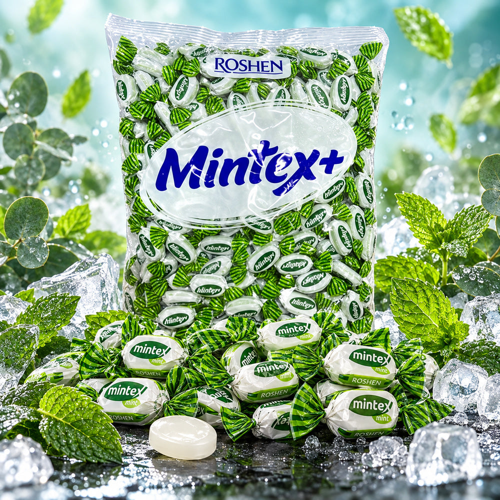 Caramelos Duros Roshen Mintex 1KG – Caramelos Refrescantes de Menta, Mentol y Eucalipto Sabor Intenso