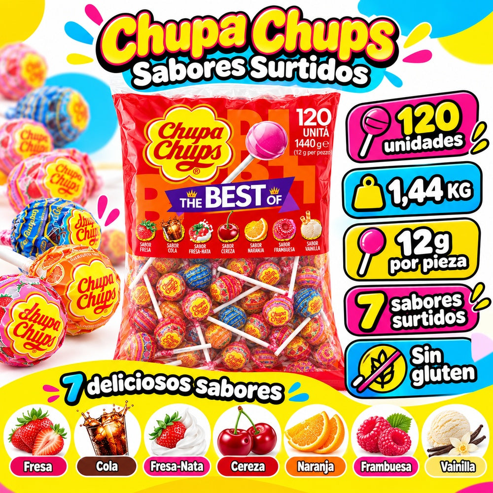 Chupa Chups sabores surtidos características 120 unidades 1,44 KG