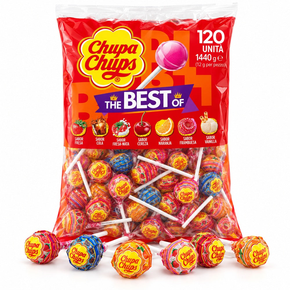 Chupa Chups sabores surtidos bolsa de 120 unidades 1,44 KG