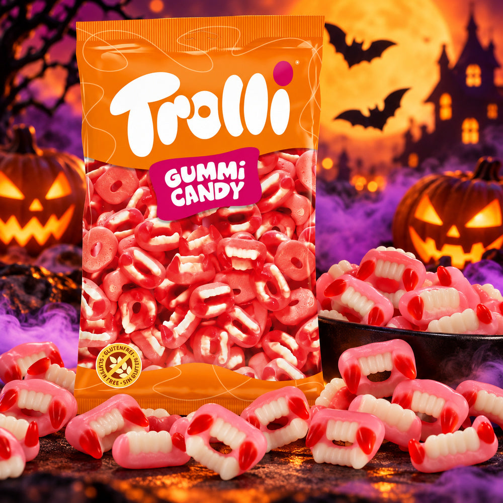 Dentaduras Drácula Trolli bolsa 1 kg - temática Halloween