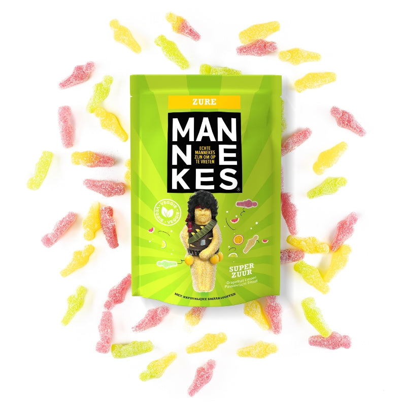 Echte Mannekes - Zure - Sabores Lima, Maracuyá y Pomelo | Formato Bolsa 225G