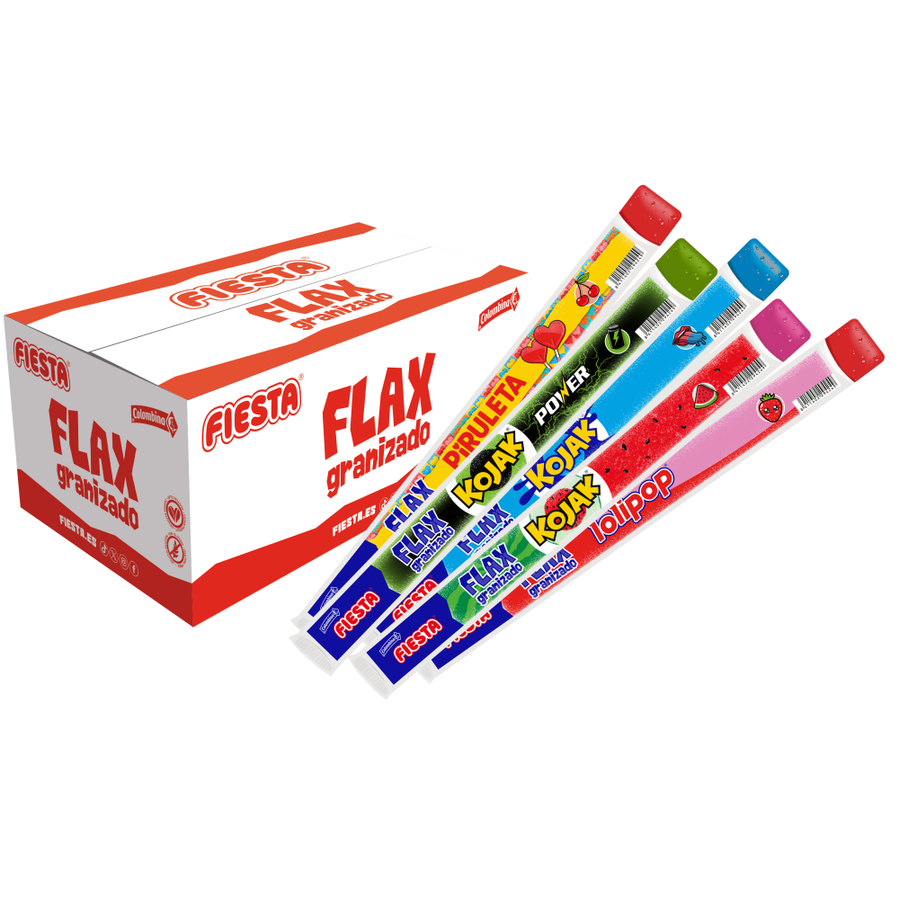 Flax Granizado Fiesta - Sabores: Piruleta, Kojak Power, Pintalenguas, Sandia y Lolipop | Formato 96 Uds de 65ml