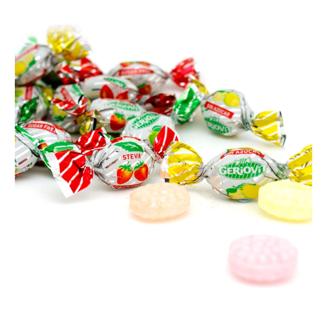 Caramelos Zumo Áciditos Gerio  SIN AZÚCAR - Formato Bolsa 1KG - Aprox 400 Unidades