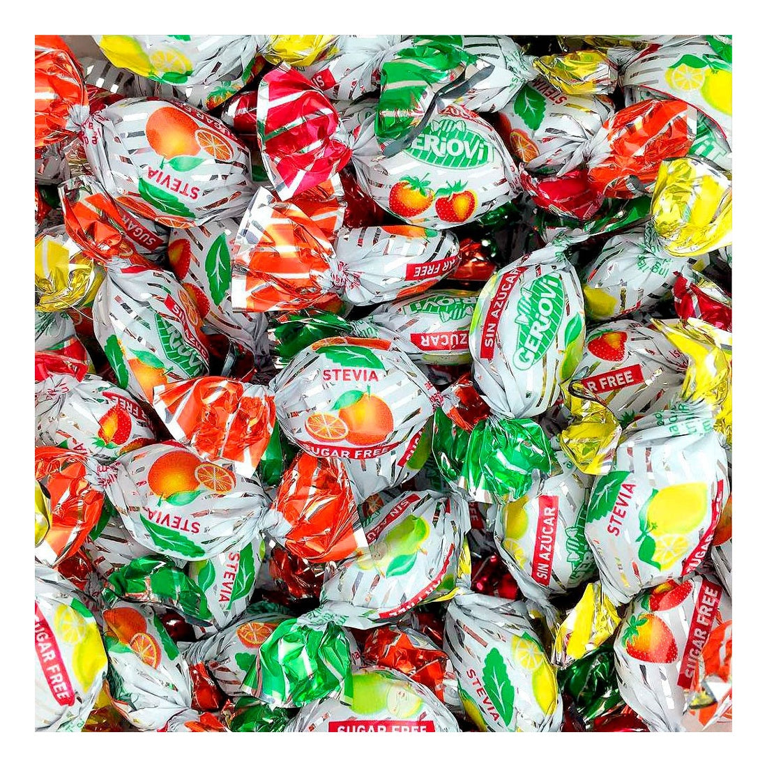 Caramelos Zumo Áciditos Gerio  SIN AZÚCAR - Formato Bolsa 1KG - Aprox 400 Unidades