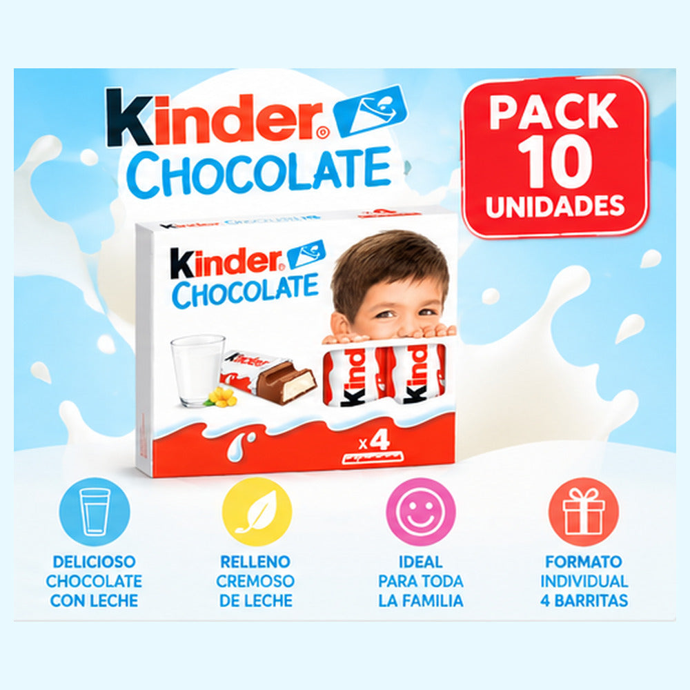 Kinder Chocolate T4 formato pack 10 unidades, características del producto