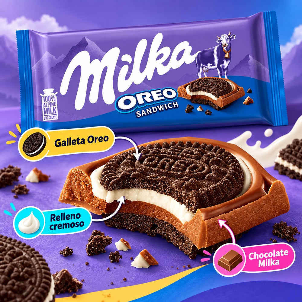 Chocolate Milka Oreo Sandwich capas y características