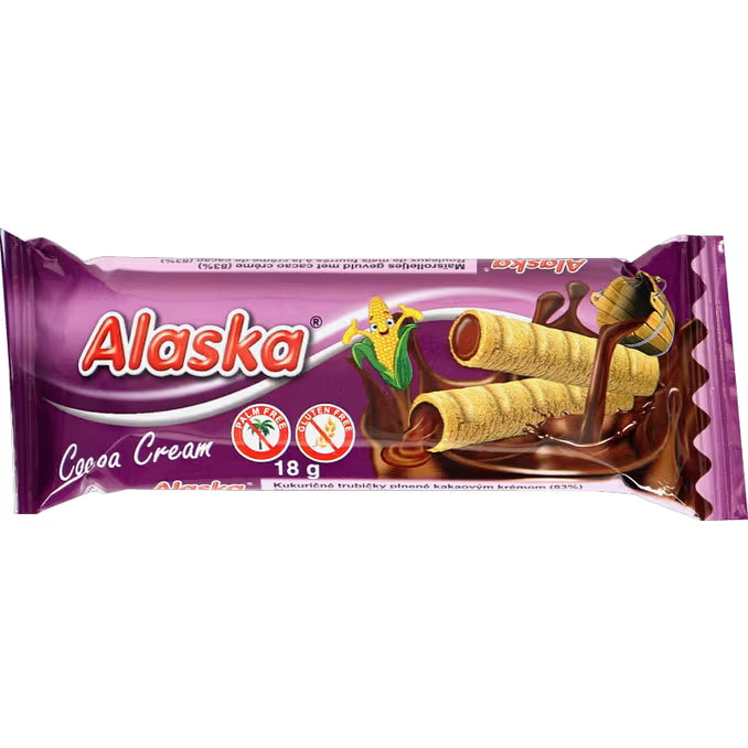 Alaska - Gusanito Crujiente Relleno de Crema | SABOR CACAO | Contiene 24 Unidades - Sin Gluten