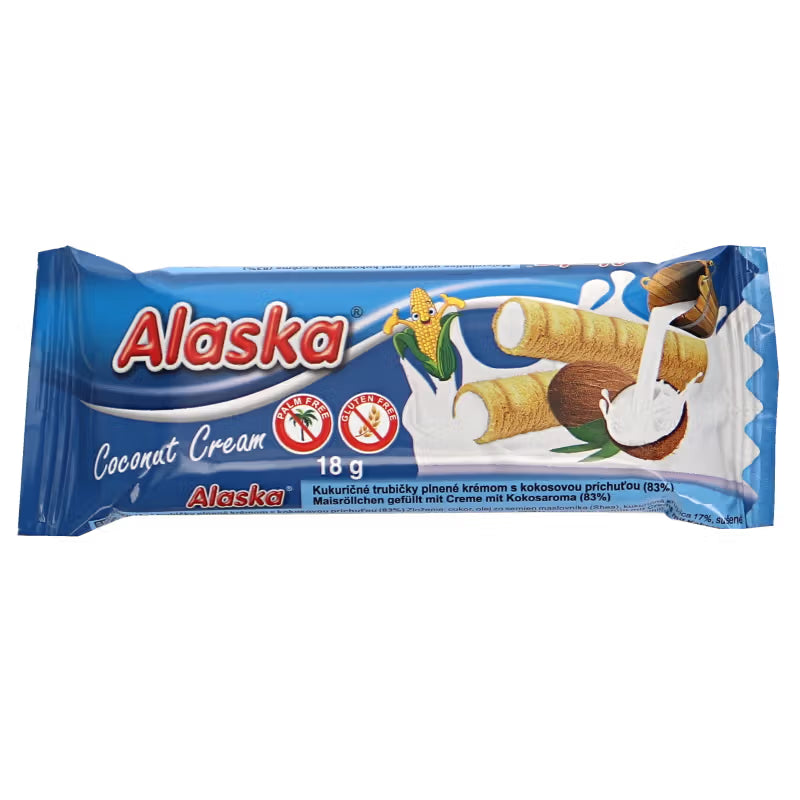 Alaska - Gusanito Crujiente Relleno de Crema | SABOR COCO | Contiene 24 Unidades - Sin Gluten