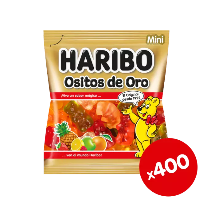 Mini Ositos Oro de Haribo - Caja con 400 Bolsitas de 10g