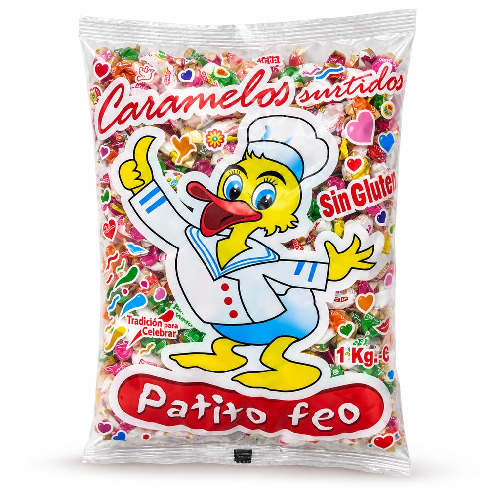 Caramelos Patito Feo sabores frutales sin gluten 1 kg 280 unidades