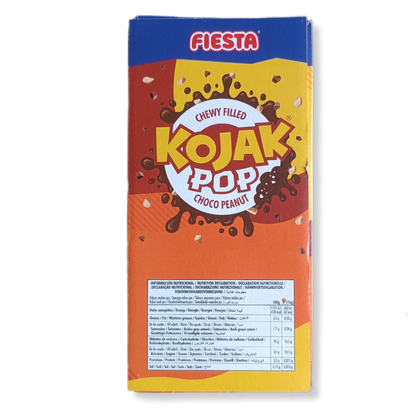 Kojak Pop Choco Peanut | Con Chocolate e Interior Relleno de Crema de Cacahuete - Contiene 100 Unidades