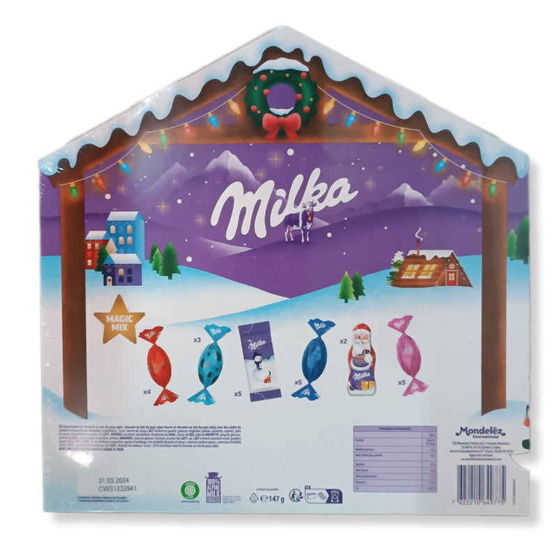 Calendario Adviento Casa Navideña Milka 147g | Contiene 6 Chocolatinas Diferentes