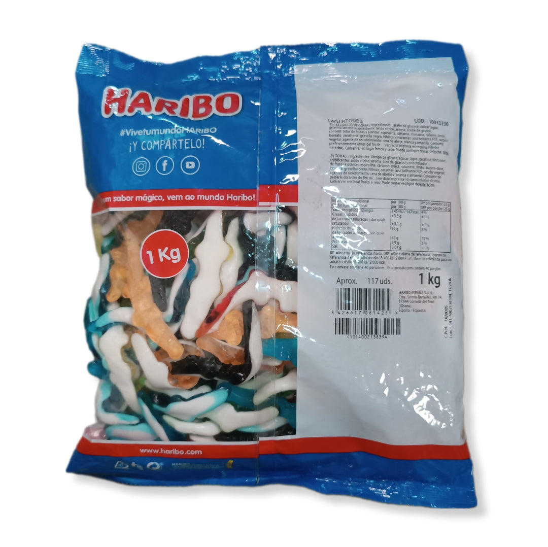 Lagartones Haribo | Formato Bolsa 1KG - Aprox 117 Uds