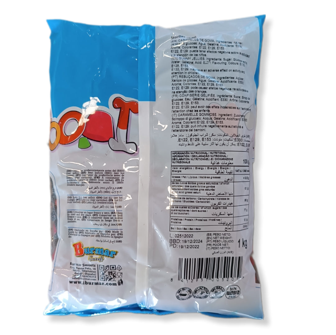 Burmar Mini Moritas Rojas Negras - Confetti Fino (Bolsa 1KG)
