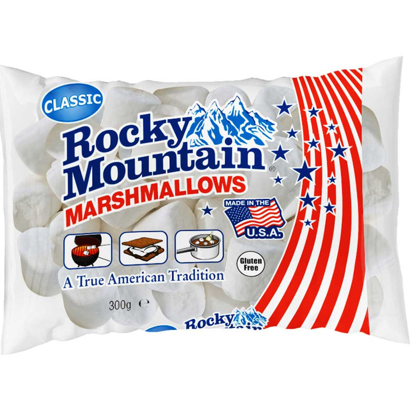 Rocky Mountain Marshmallows Classic | Dulces tradicionales americanos para asar en la barbacoa o al horno | Bolsa 300g