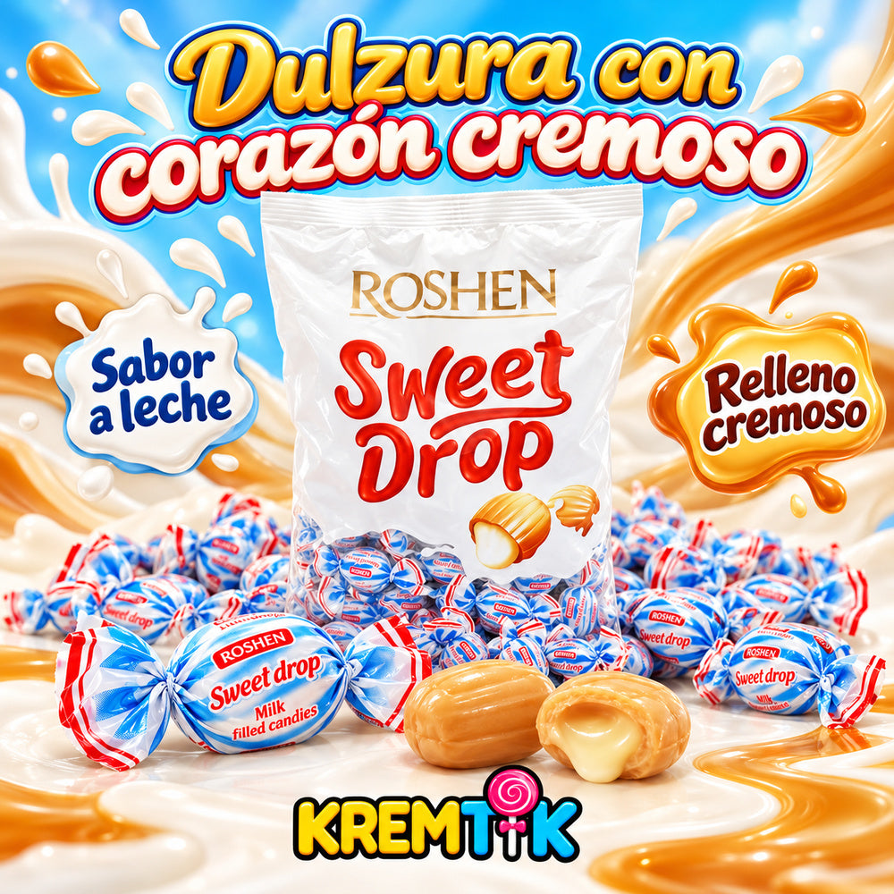 Roshen Sweet Drops sabor a leche y relleno cremoso