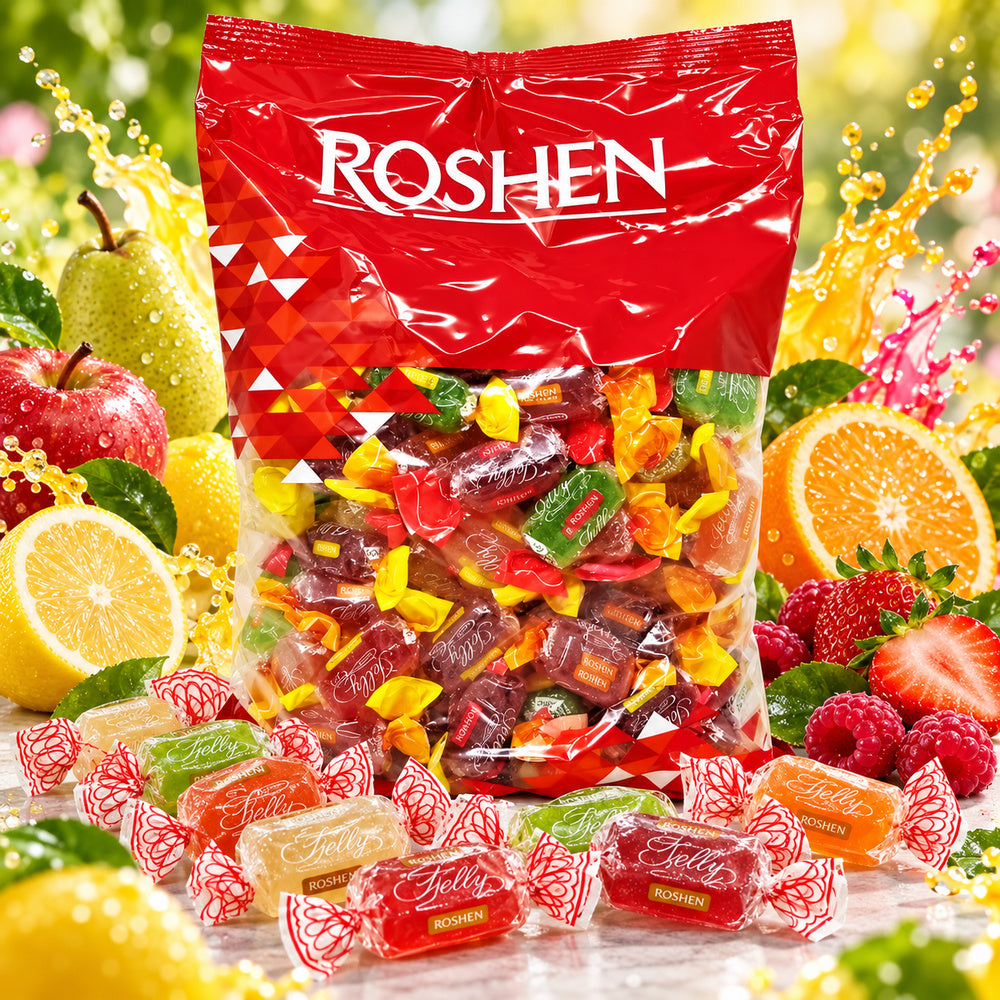 Roshen Jelly con temática de sus sabores frutales