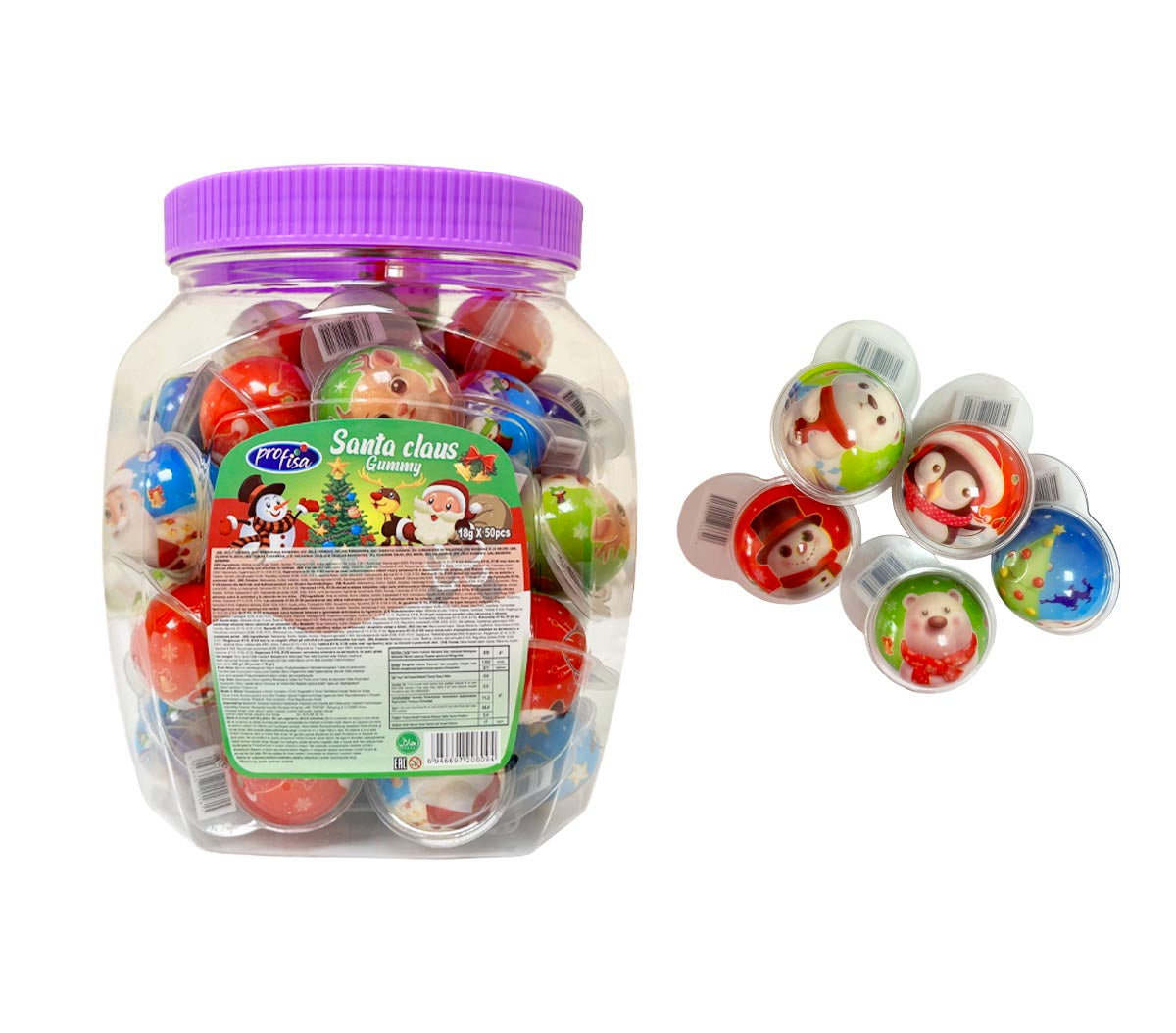 Santa Claus Gominolas Rellenas | Contiene 50 Uds x 18G