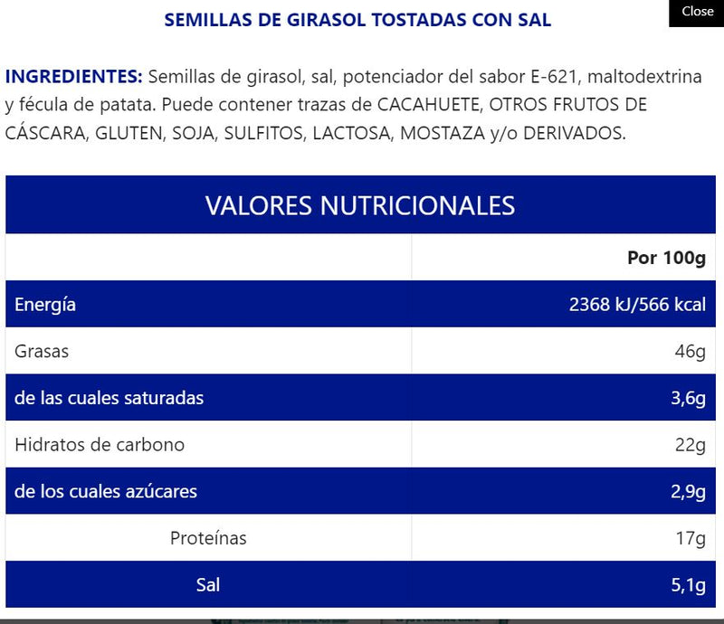 Pipas Sevillanas CON Sal  120g(10 Uds)