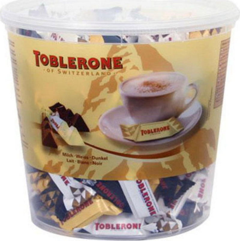 Toblerone Mini Chocolates Surtido | Blanco, Original y Negro | Tarro 900g - 110 Unidades Aprox.