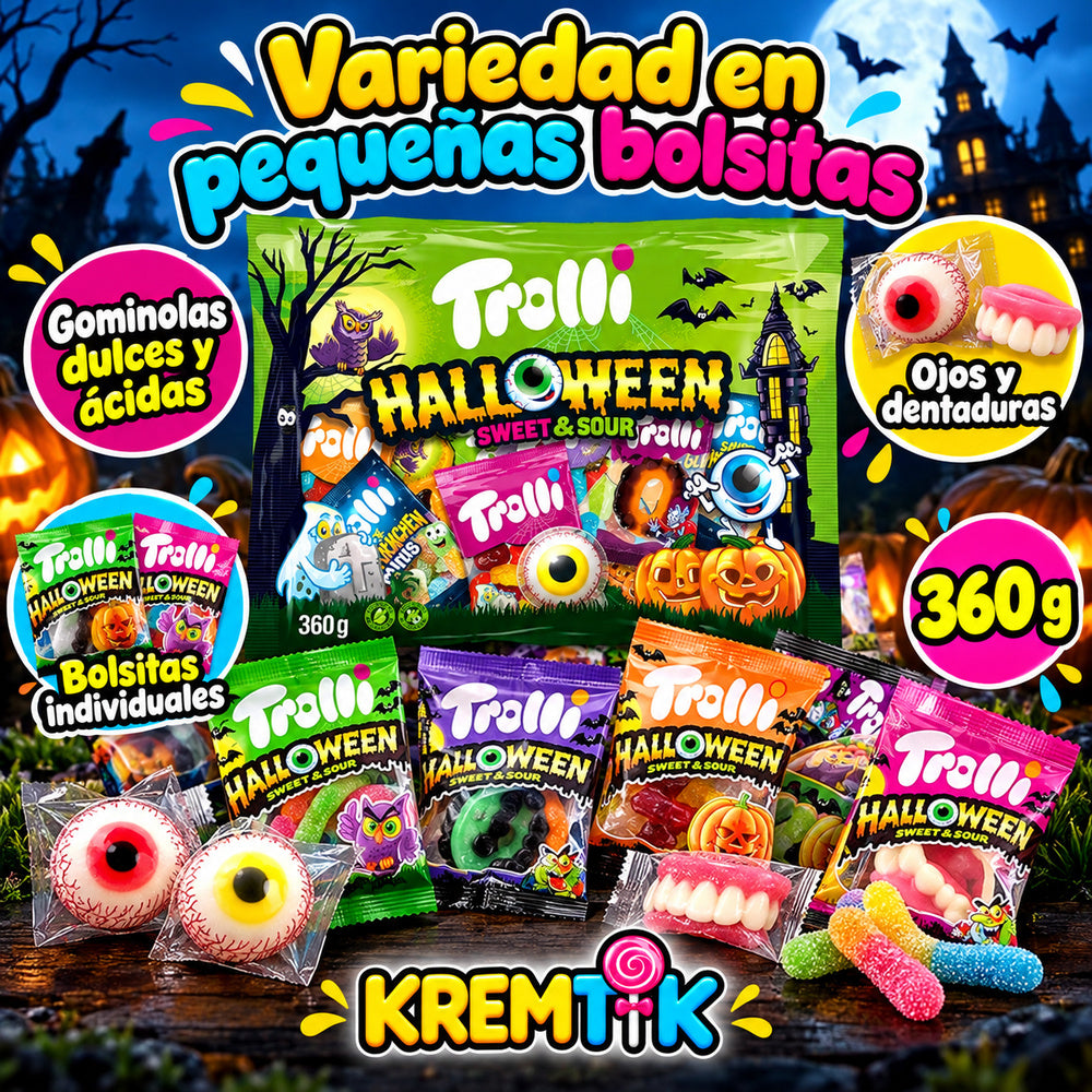 Trolli Party Halloween 360 g - variedad de formas en minibolsitas