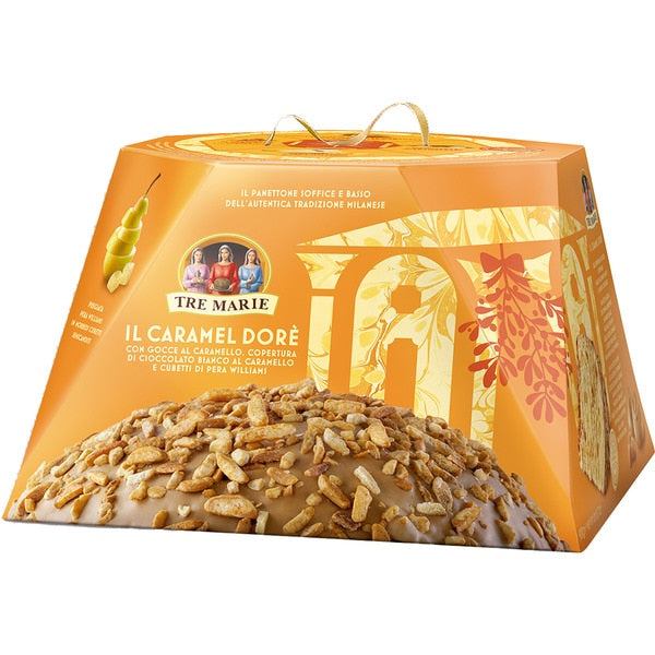 Tre Marie Il Caramelo Doré Panettone Con Chocolate Blanco, Caramelo Y Pera Williams Estuche 900 G