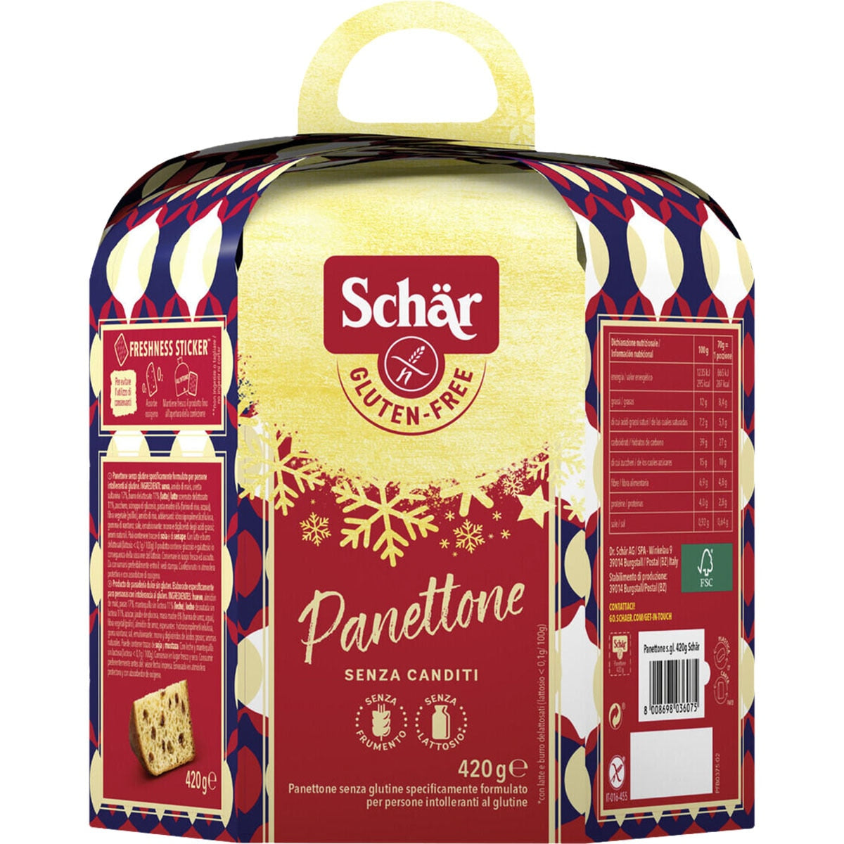 Panettone Schar Original | Sin Gluten y Sin Lactosa | Contiene 420g