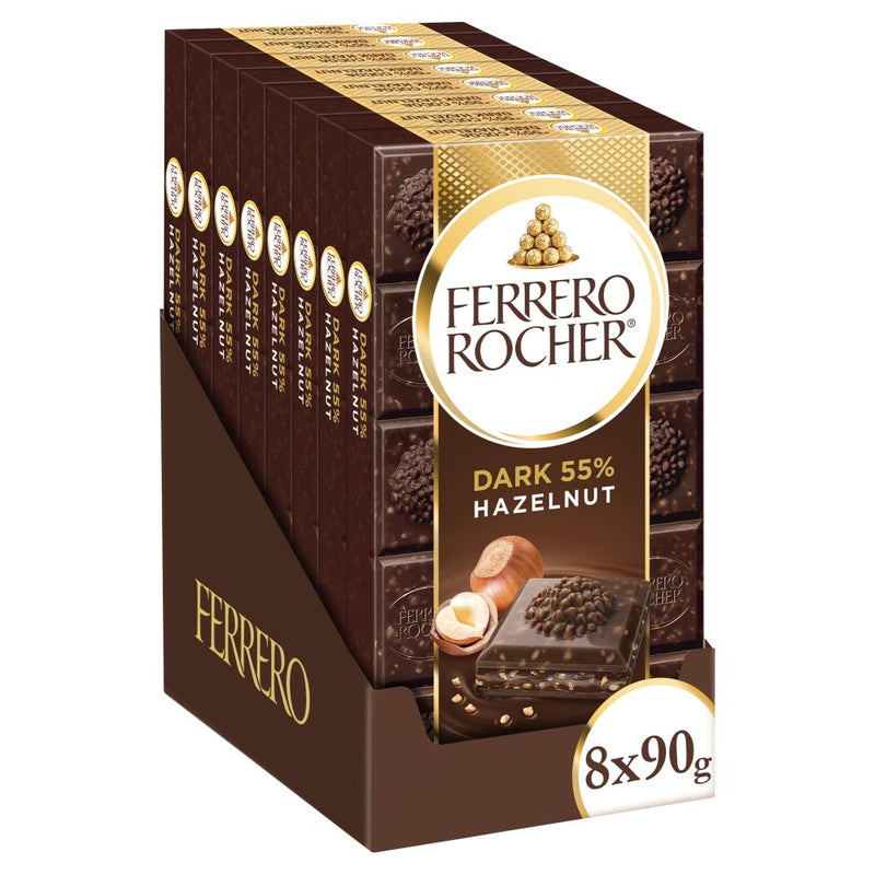 Ferrero Rocher Dark Tableta 90G | Pack 8 Tabletas