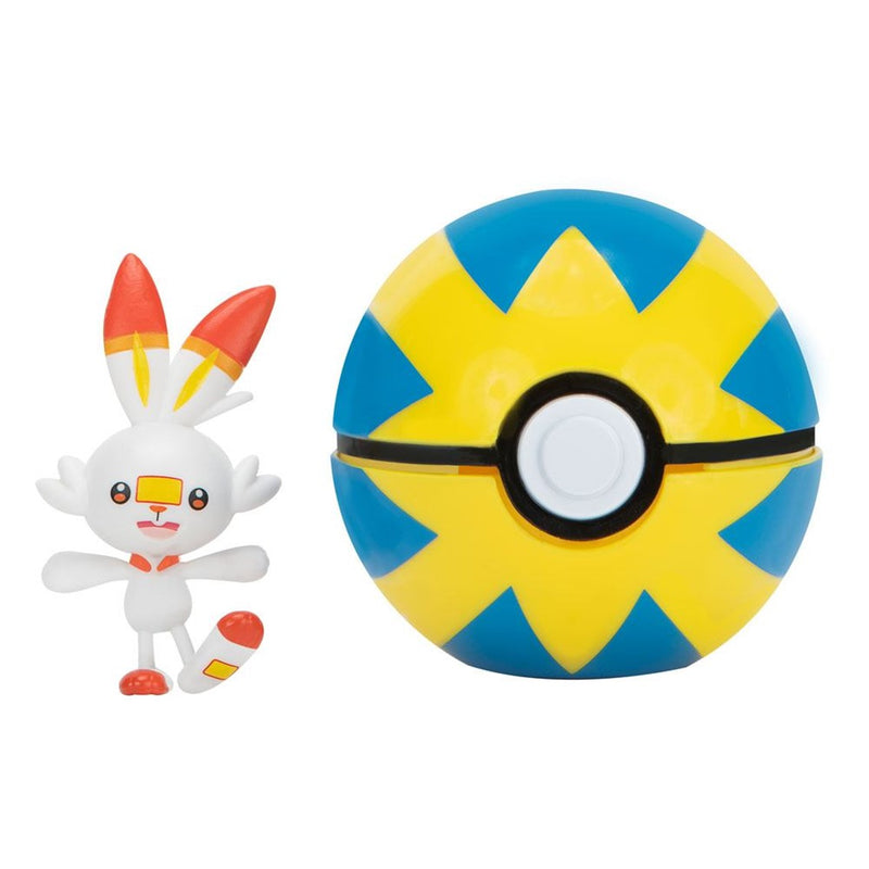 Pokeball jazwares pokemon clip 'n' go scorbunny + quick ball