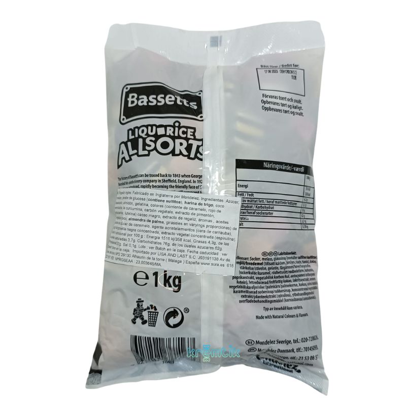 Regaliz Inglés Bassetts 1KG Bolsa